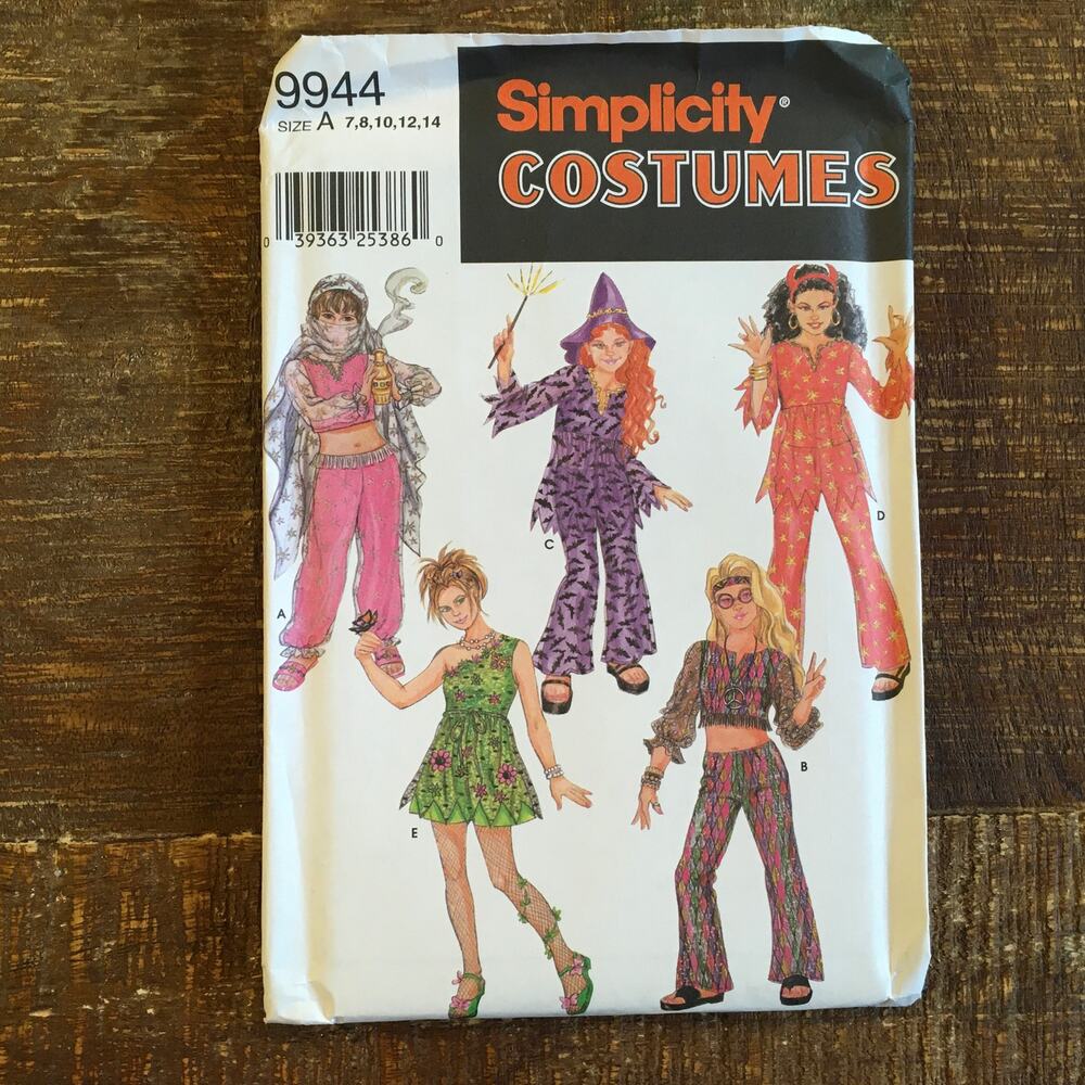 Simplicity Sewing 9944 Girls Costume Pattern Genie Witch Fairy Hippie 7-14 UNCUT